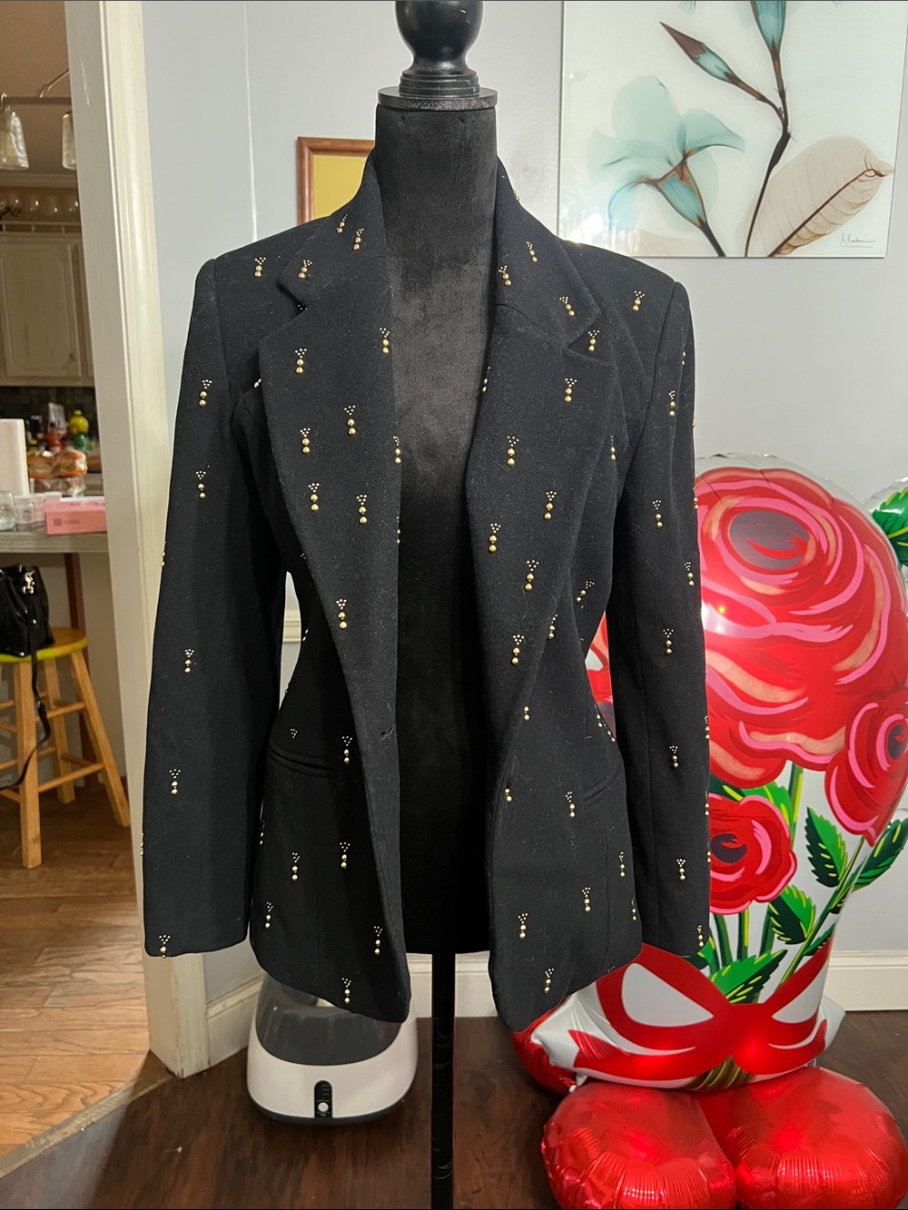 Black Embellished Women's Blazer Jacket